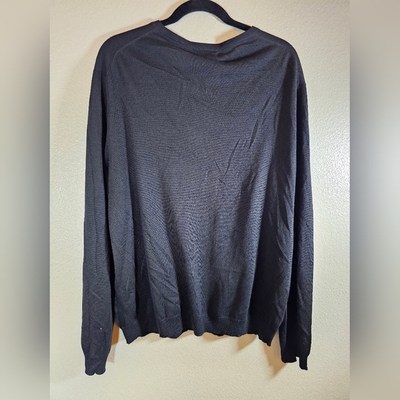 Banana Republic Luxury Blend Sweater Navy Silk Cotton Cashmere VNeck Mens Size L - Picture 2 of 8